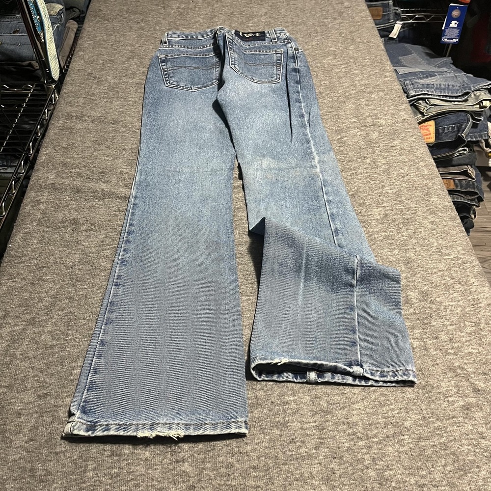 LEI Flare Jeans Womens 0 Blue Light Wash Distressed 100% Cotton Denim Casual